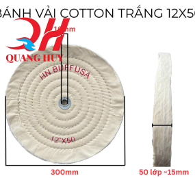 Bánh vải cotton trắng 12*50