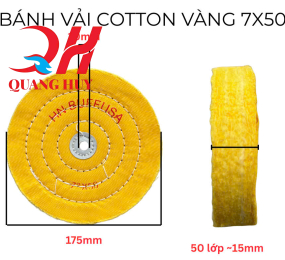 Bánh vải cotton vàng 7*50