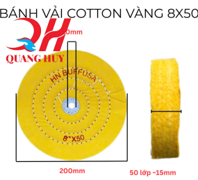 Bánh vải cotton vàng 8*50
