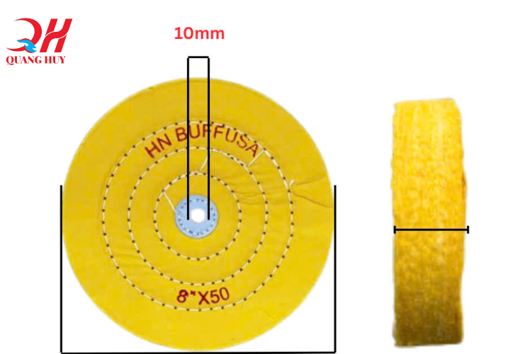 Bánh vải cotton vàng 8*50